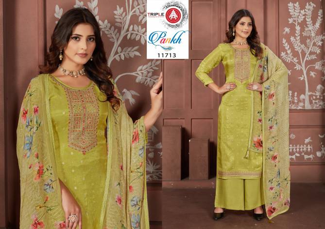 Pankh By Triple Aaa Organza Simar Work Dress Material Wholesale Market In Surat